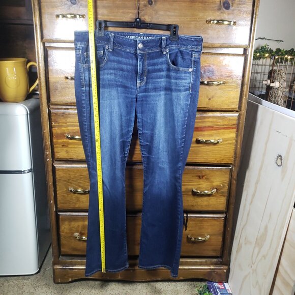 Y2K American Eagle Bootcut Jeans Sz 16 Curve Dark Wash Grunge Indie Skater Cyber - Picture 5 of 9